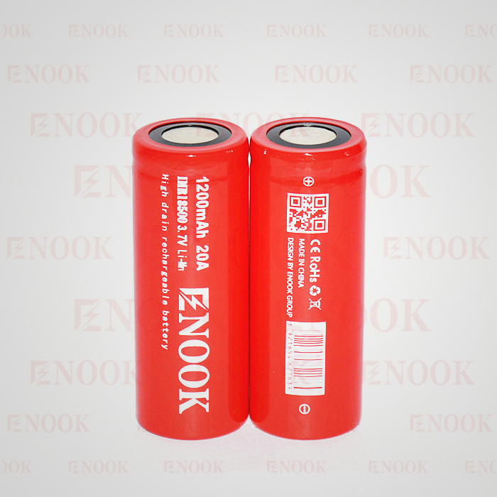 Enook 18500 1200mAh 20A IMR rechargeable li-Mn battery the best 3.7V 18500 lithium battery for vaporshark