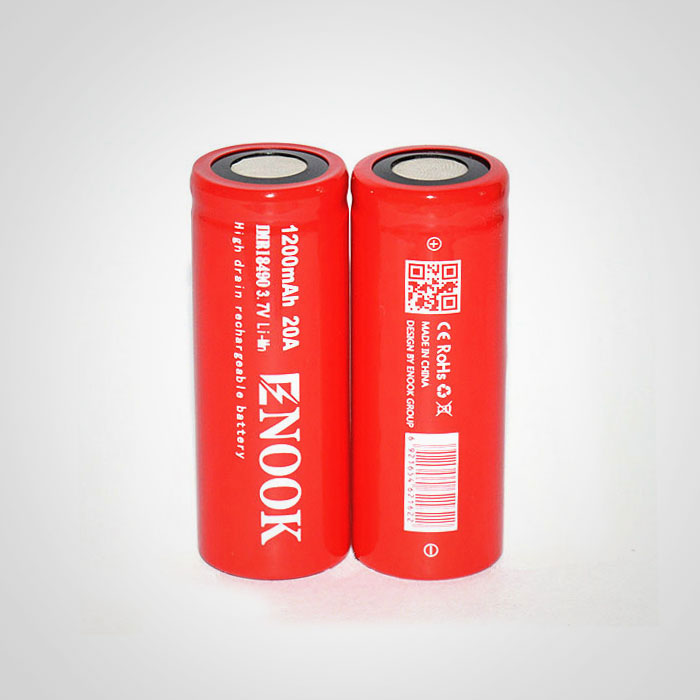 Enook 18490 1200mAh 20A 3.7V high drain rechargeable Li-Mn battery with flat top